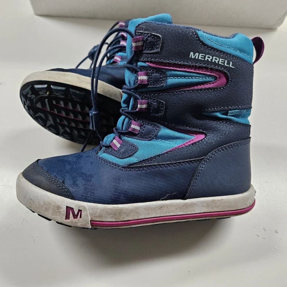 Merrell Snow Bank 3.0 Kids Waterproof Boot Size 1 Unisex Blue Purple